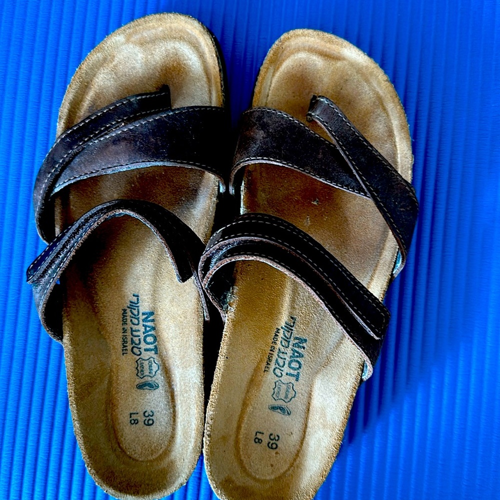 Naot leather and cork sandals size 39 US 8